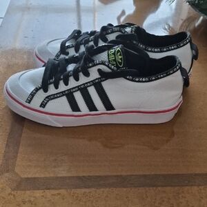 Adidas White and Black Striped Sneakers NIZZA